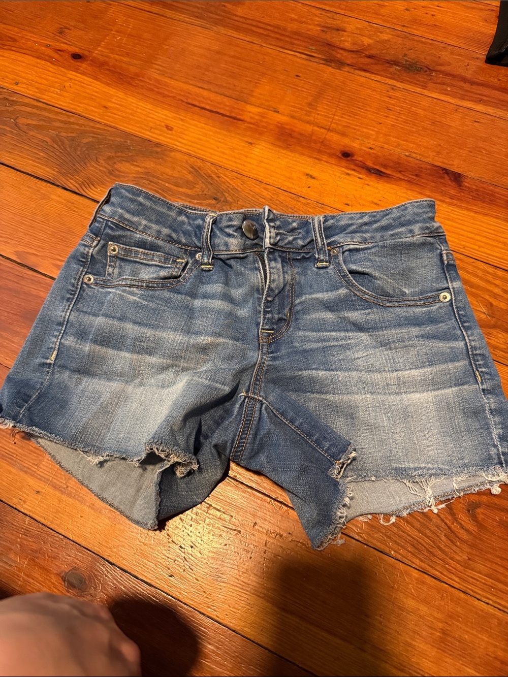 American Eagle Outfitters Distressed Blue Denim Cut-Off Shorts